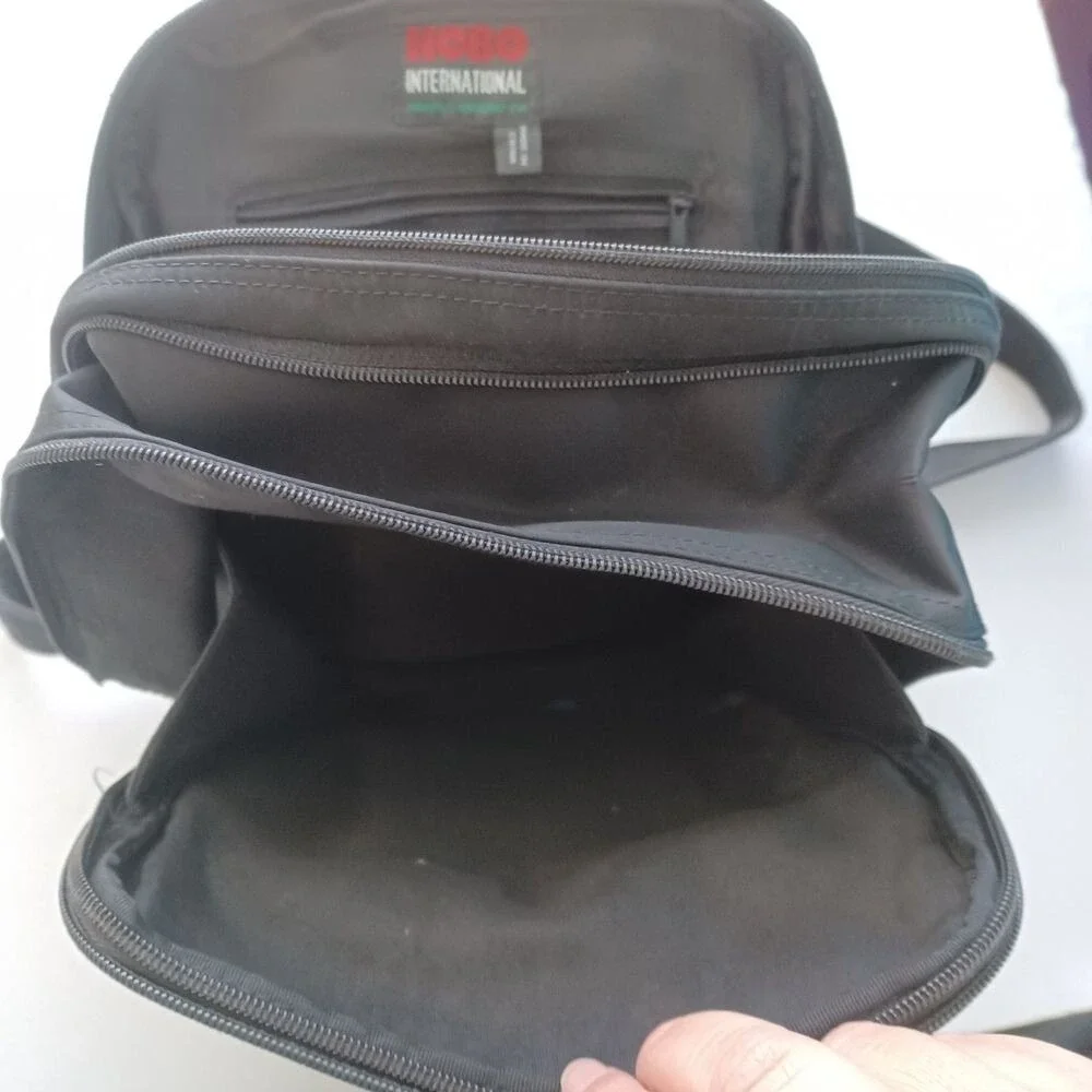HOBO International Backpack Vintage 90s Y2K‎ Nylon Black Adjustable Straps